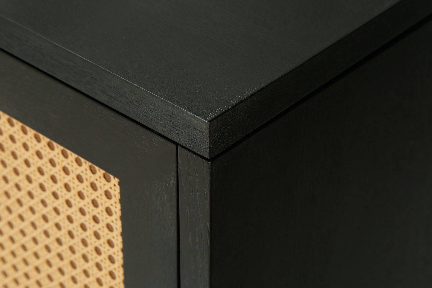Handcrafted Rattan Sideboard Buffet Cabinet in Black
