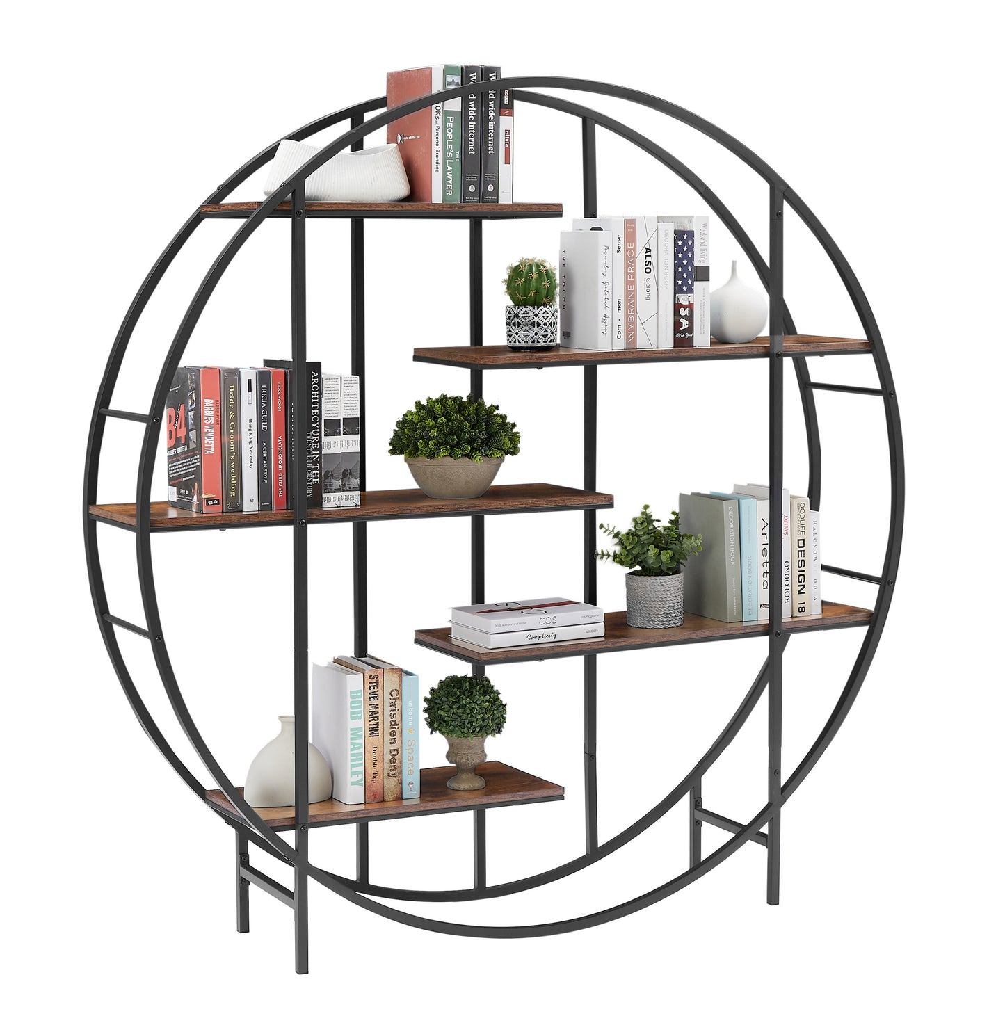 Round 5-Tier Metal Plant Stand and Bookcase