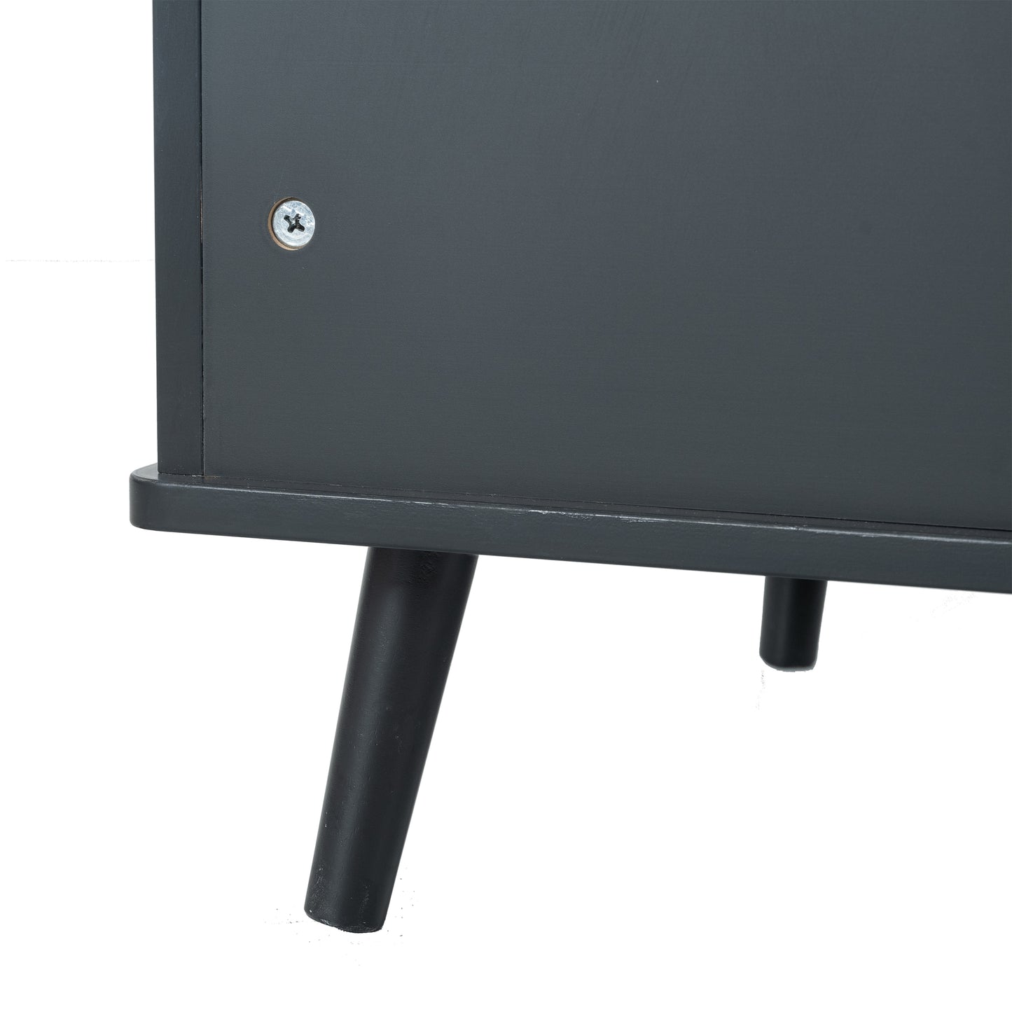 Cat Litter Box Furniture with Hidden Plug, 3 Doors, Walnut and Black