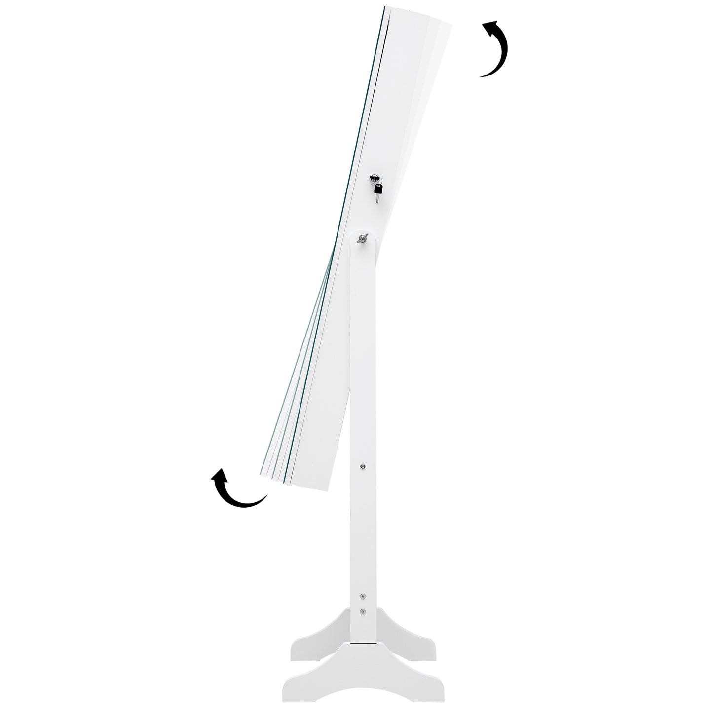 LED-lit Jewelry Storage Cabinet Standing Mirror, White