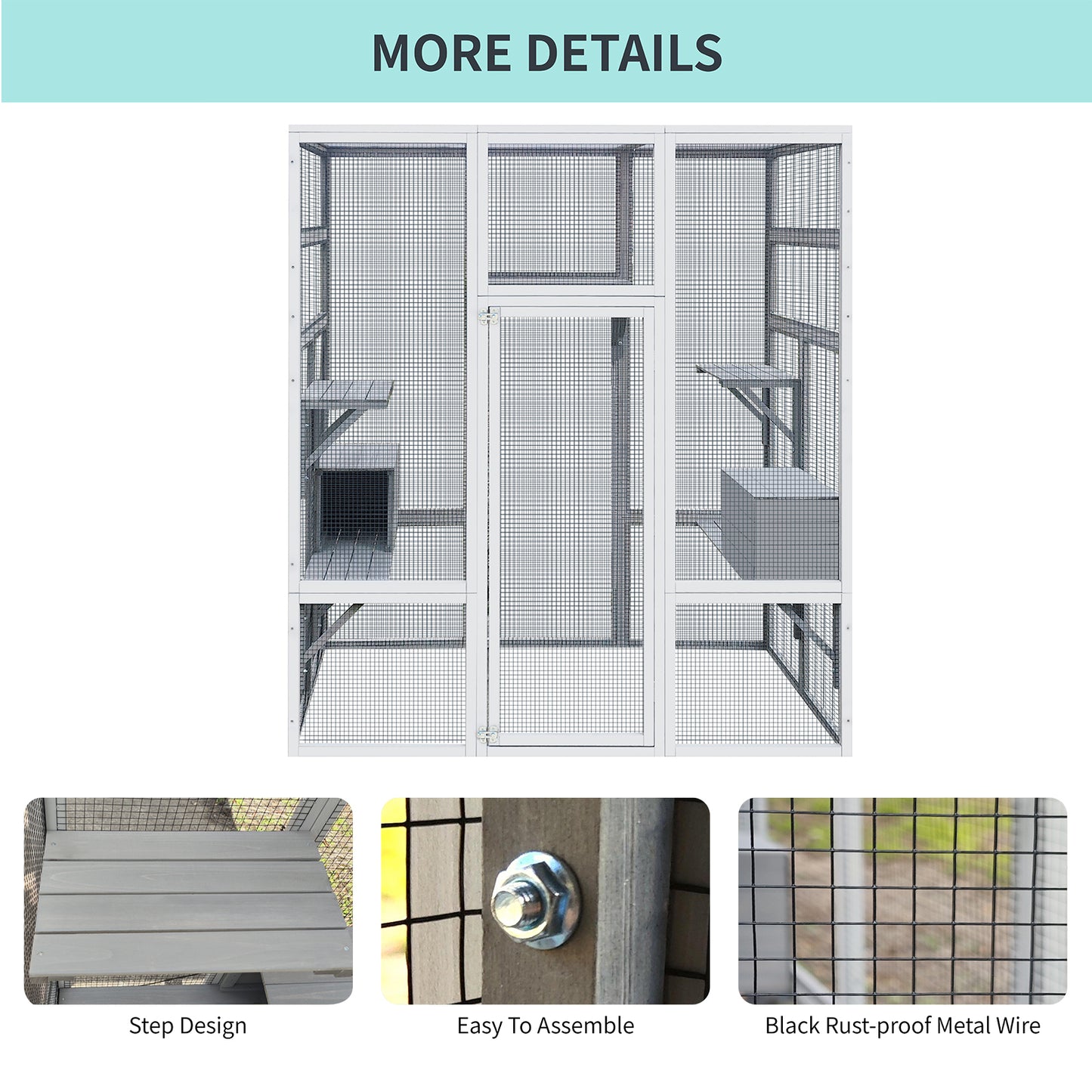 62.6" Outdoor Wooden Cat House Large Catio