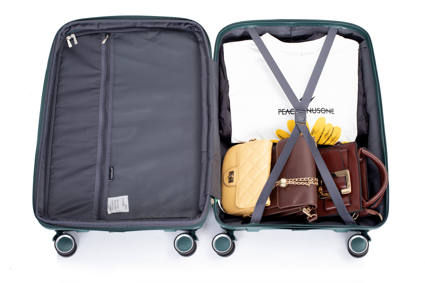 Green Expandable Hardshell 3-Piece Suitcase Set