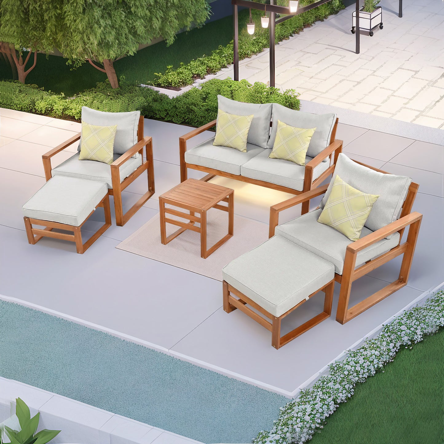 6-Piece Outdoor Wood Conversation Set