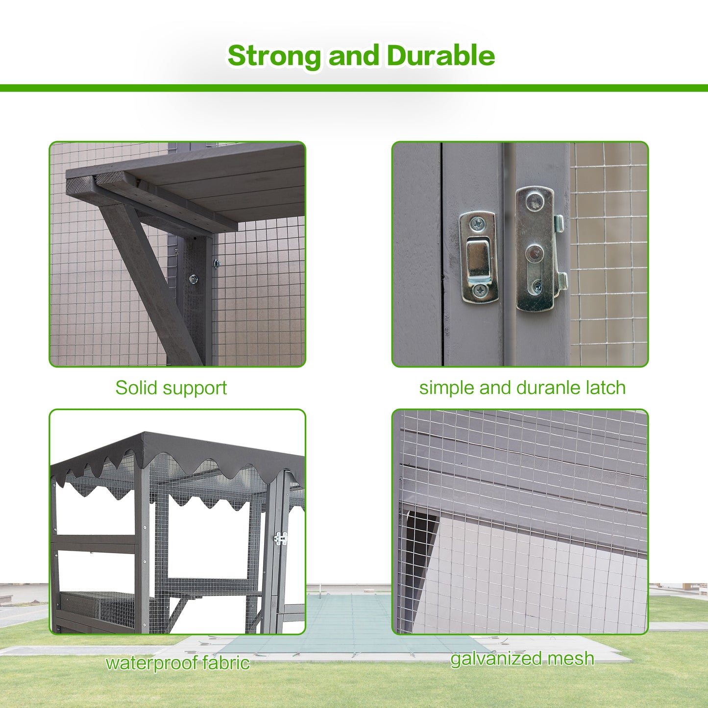 Big Catio Wooden with 6 High Ledges, Weather Protection Asphalt Roof