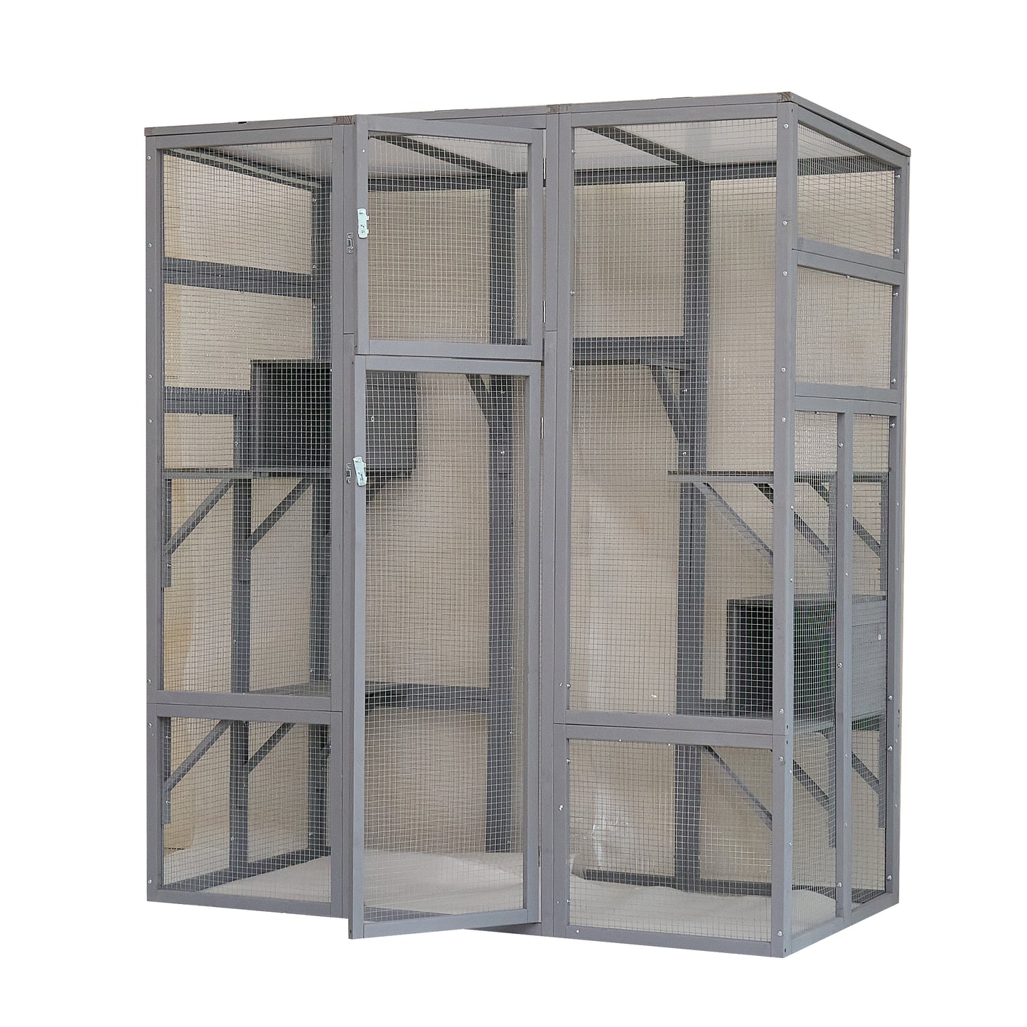 Big Catio Wooden with 6 High Ledges, Weather Protection Asphalt Roof