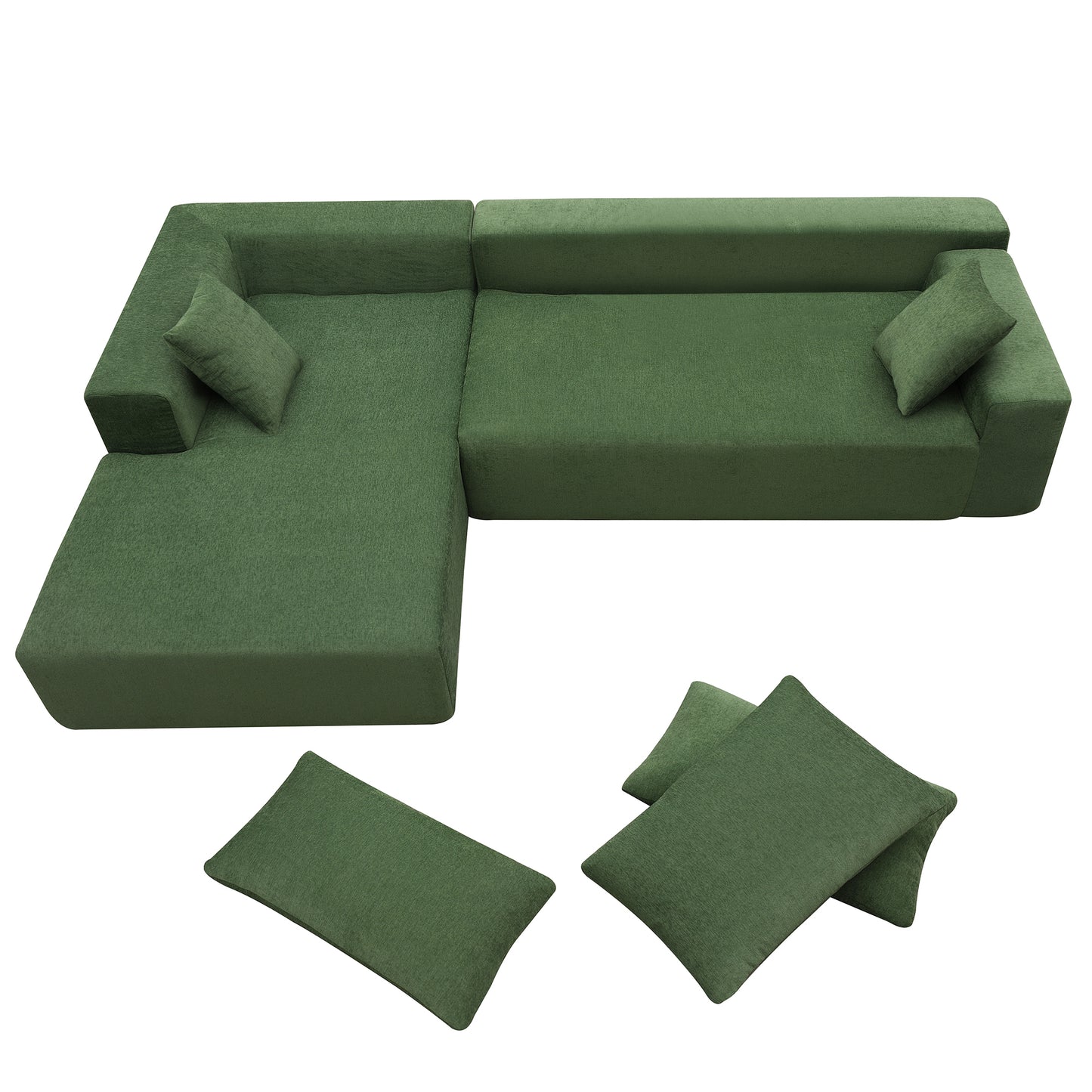 Green Modular Minimalist Sectional Sofa
