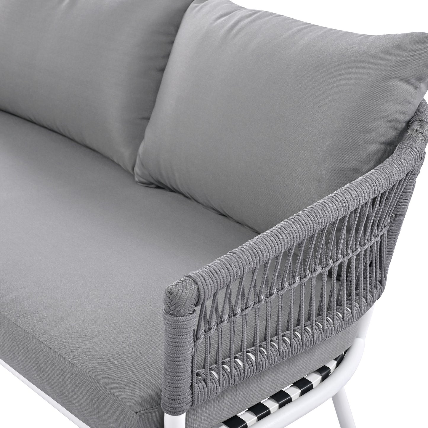Grey 4-Piece Boho Rope Patio Furniture Set