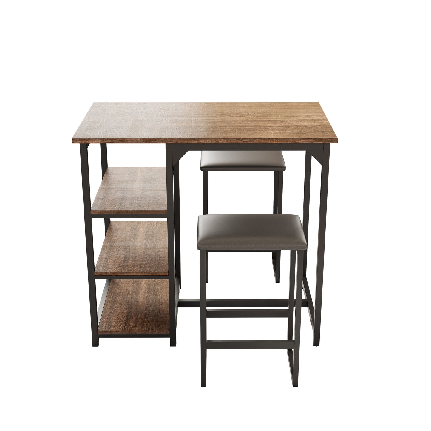3-Piece Counter-height Table and Stool Set with Shelves