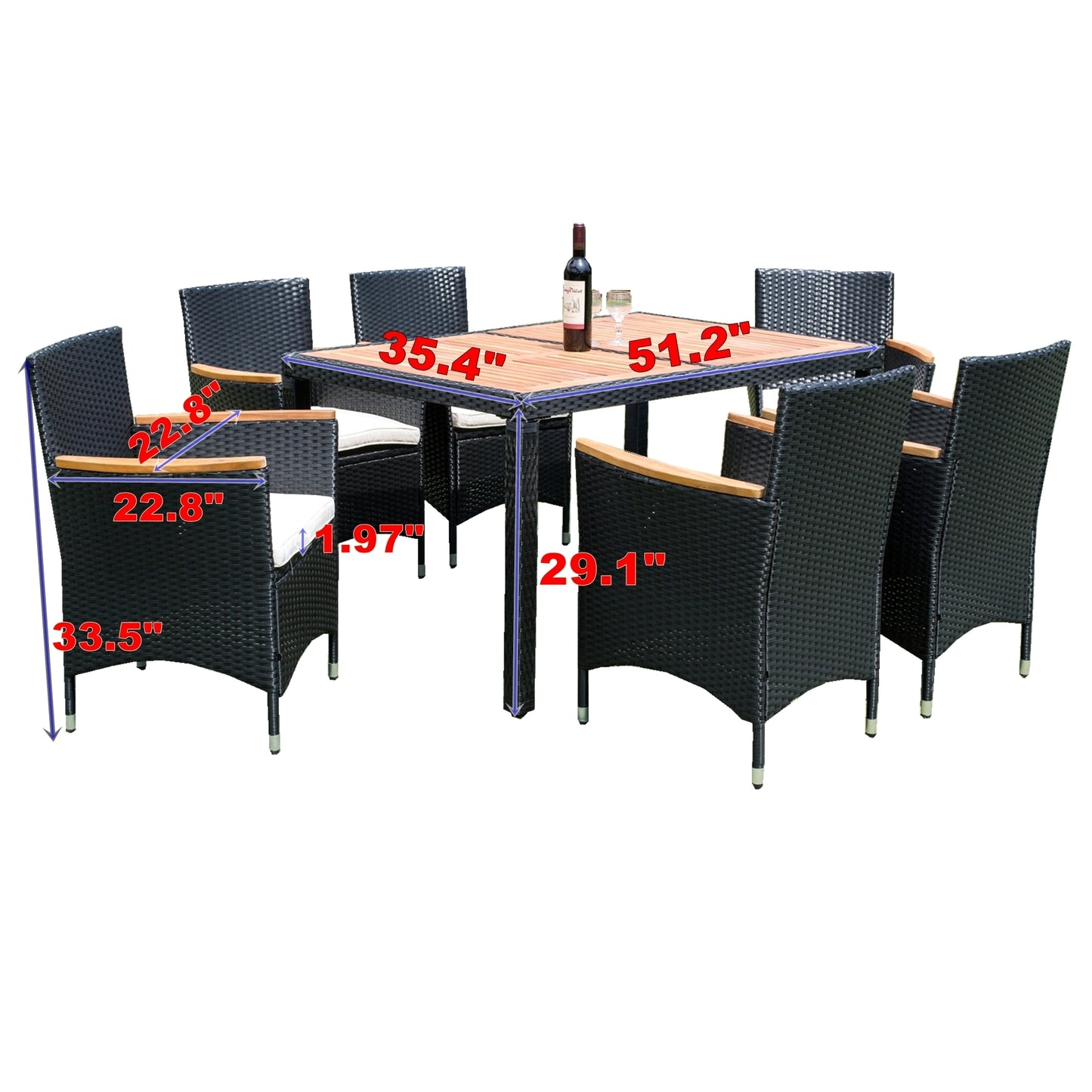 7 piece Outdoor Patio Wicker Dining Set