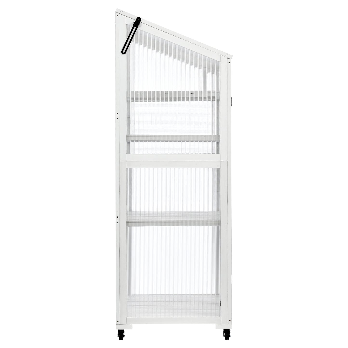 Small Greenhouse on Wheels with Adjustable Shelves for Outdoor or Indoor Use, 62inches tall, White
