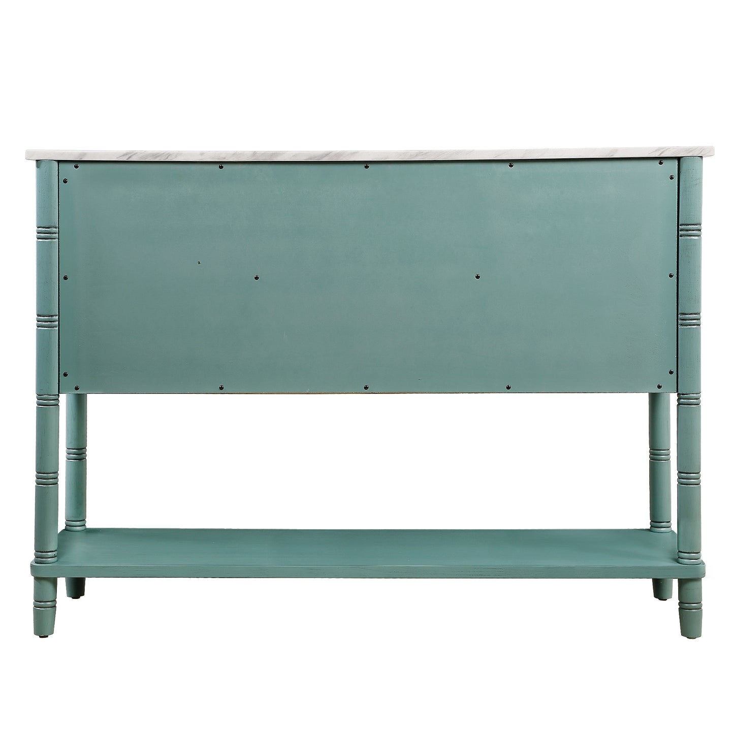 Green Console Table with Marble-Look Top for Any Room