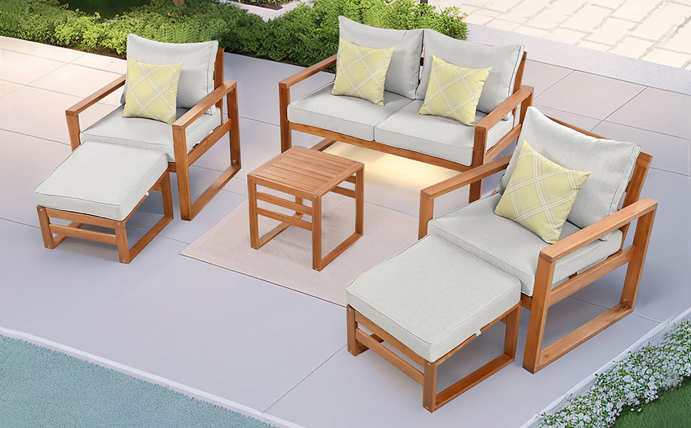 6-Piece Outdoor Wood Conversation Set