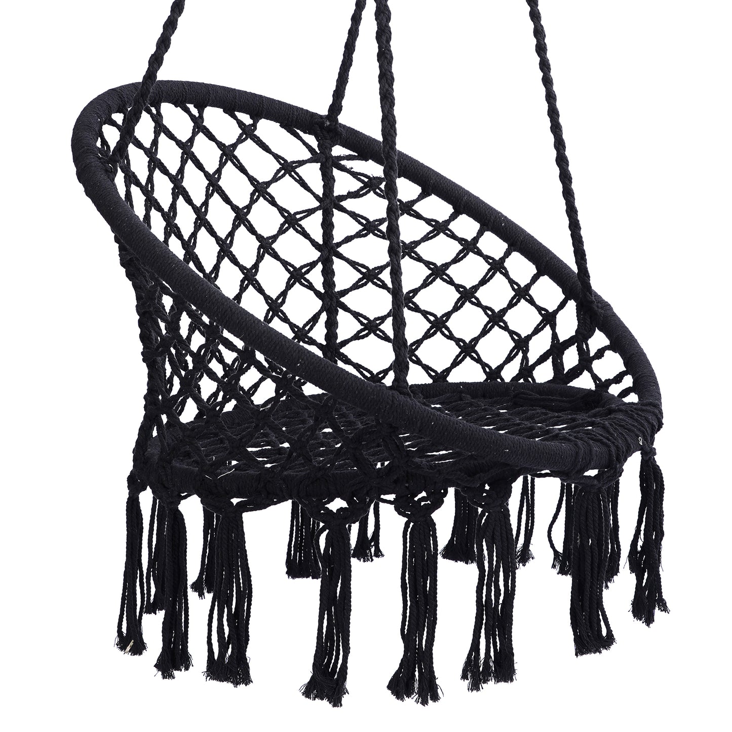 Black Hanging Hammock Chair Macrame Swing