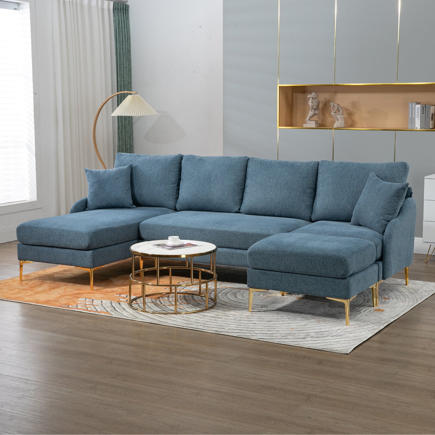 Blue Reversible Chaise Sectional Sofa