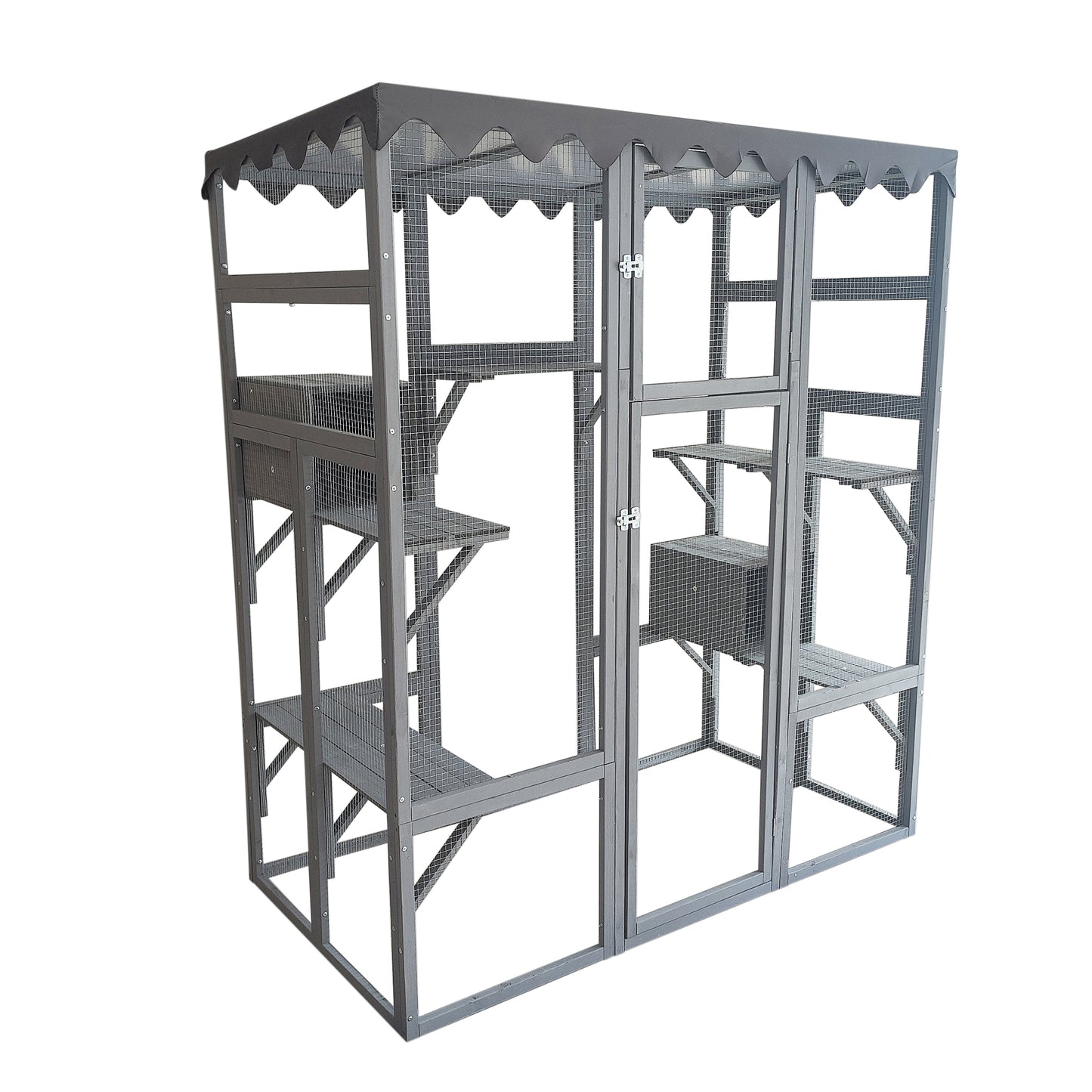 Big Catio Wooden with 6 High Ledges, Weather Protection Asphalt Roof