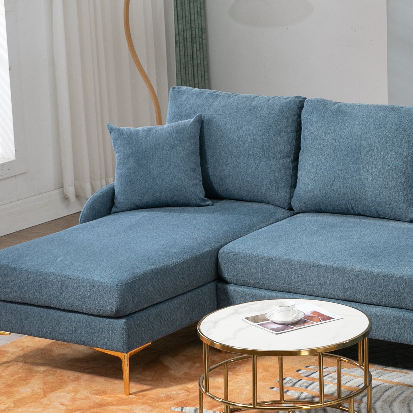 Blue Reversible Chaise Sectional Sofa