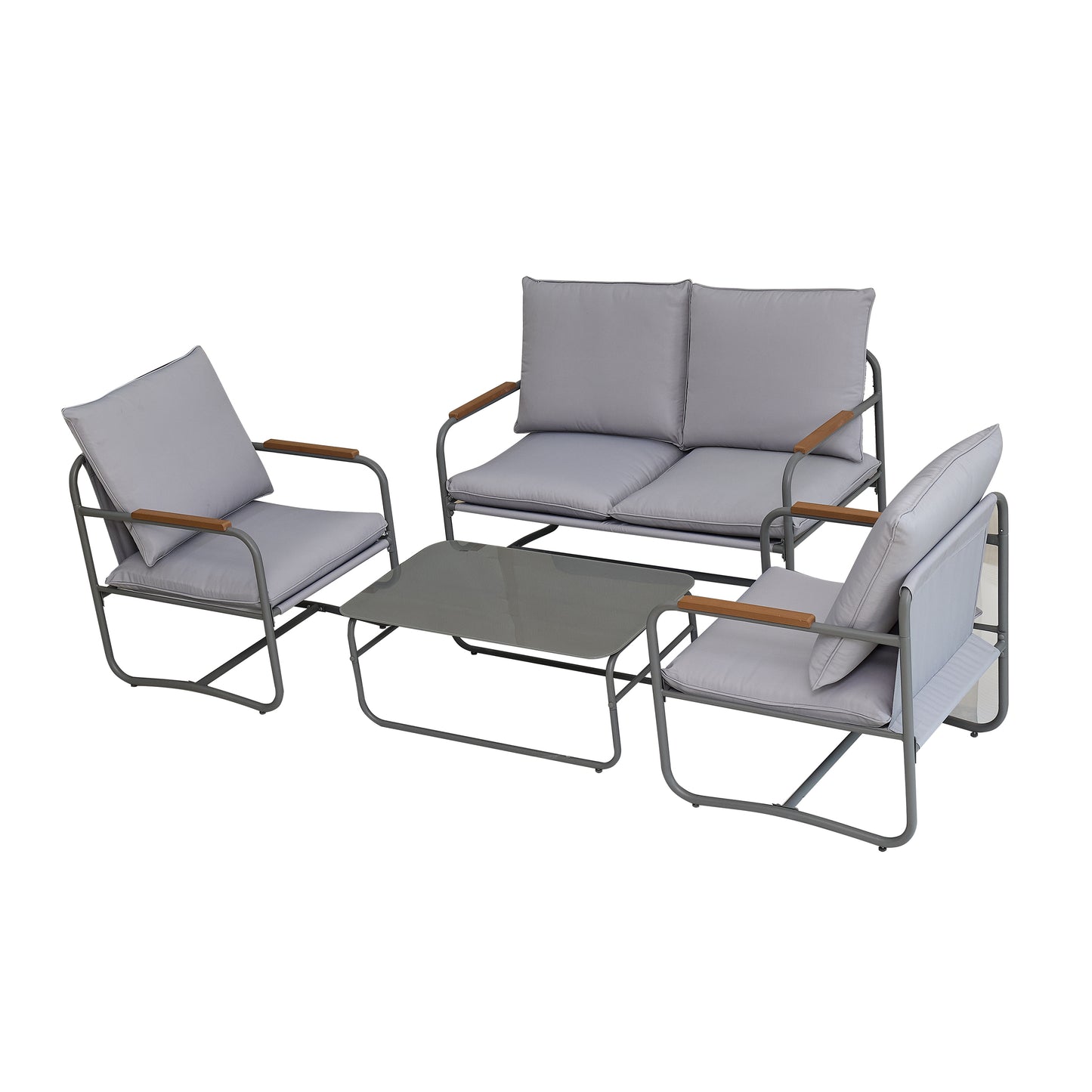 4-Piece Outdoor Industrial-style Patio Furniture Sets