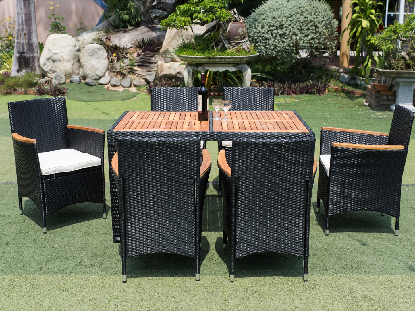 7 piece Outdoor Patio Wicker Dining Set