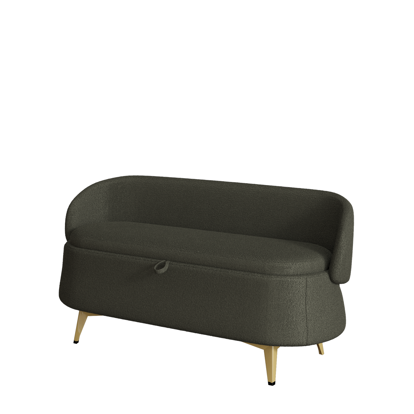 Green Plush Storage Bench