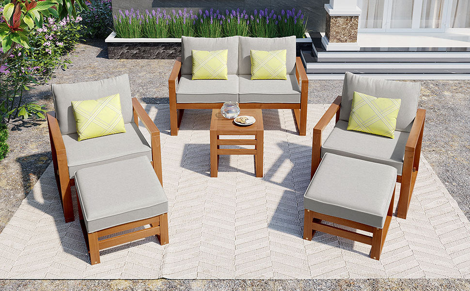 6-Piece Outdoor Wood Conversation Set