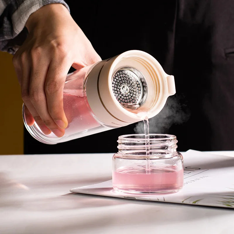 Double Wall Glass Water Bottle with Tea Infuser