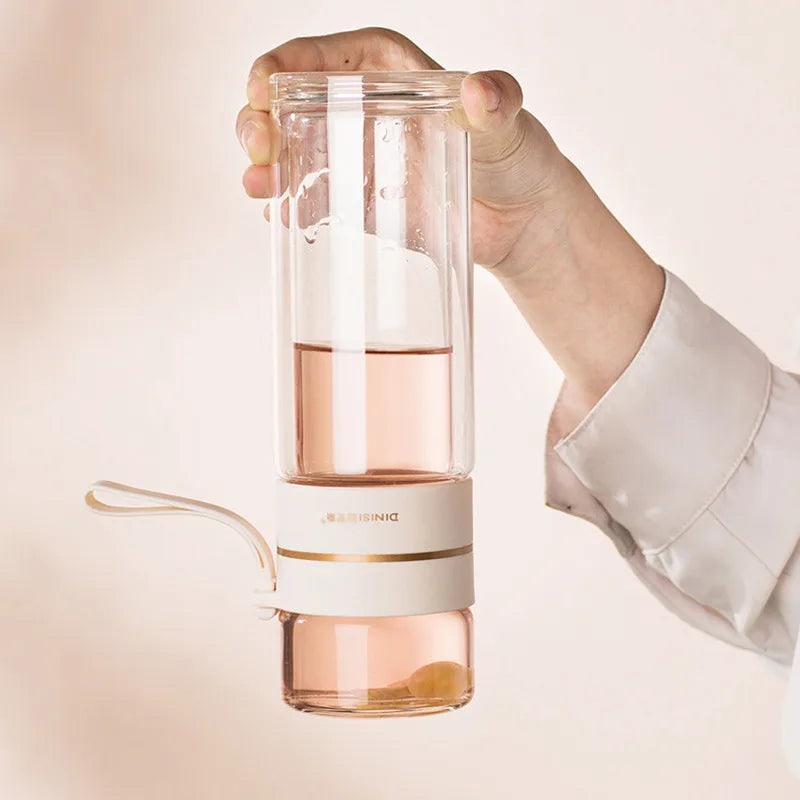 Double Wall Glass Water Bottle with Tea Infuser