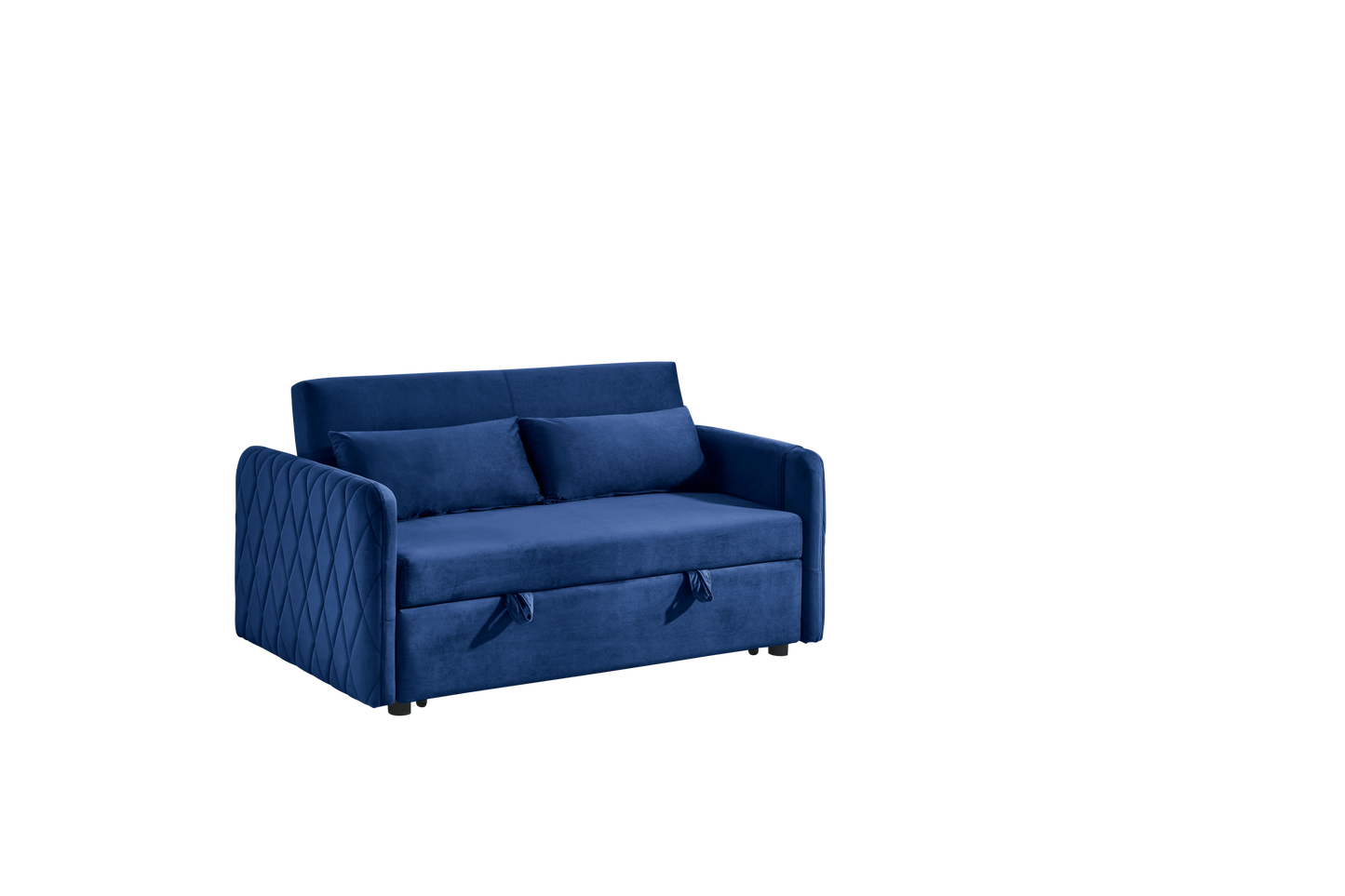 Tufted Blue Modern Convertible Sofa Bed with Detachable Arm Pockets