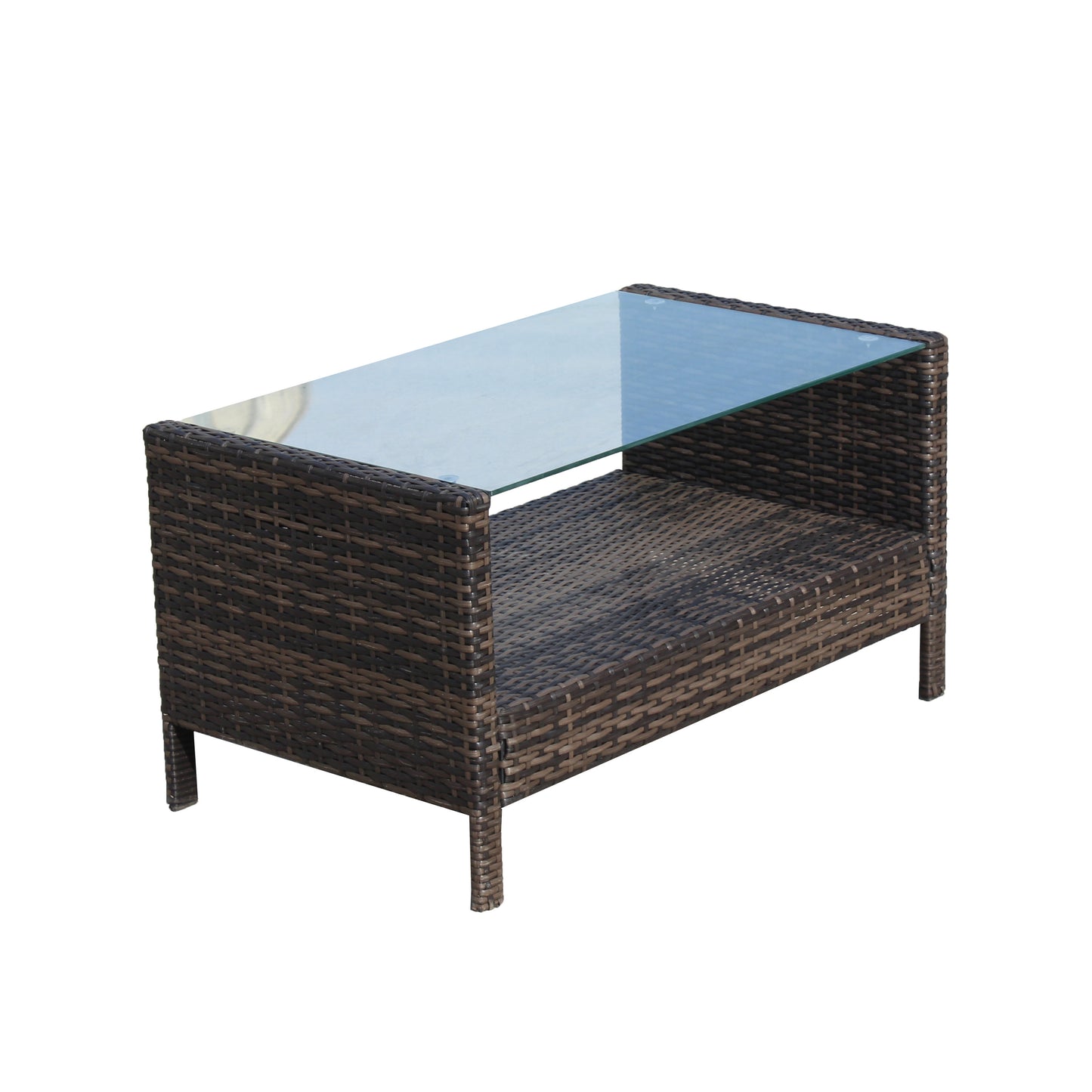 4 Piece Patio Sectional Outdoor Furniture Sofa Set with Storage Box