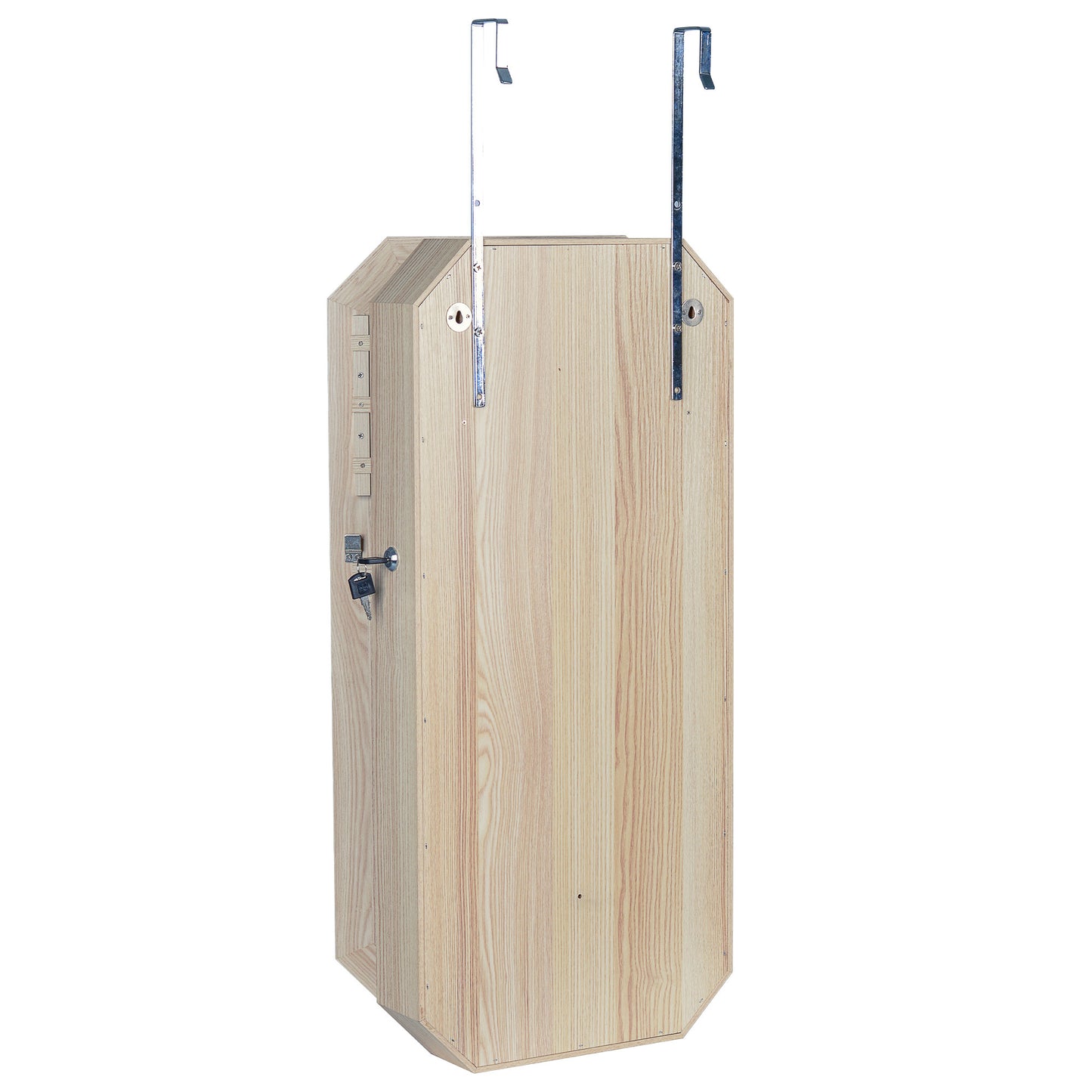 Hanging Mirror with Jewelry Storage Wood Finish