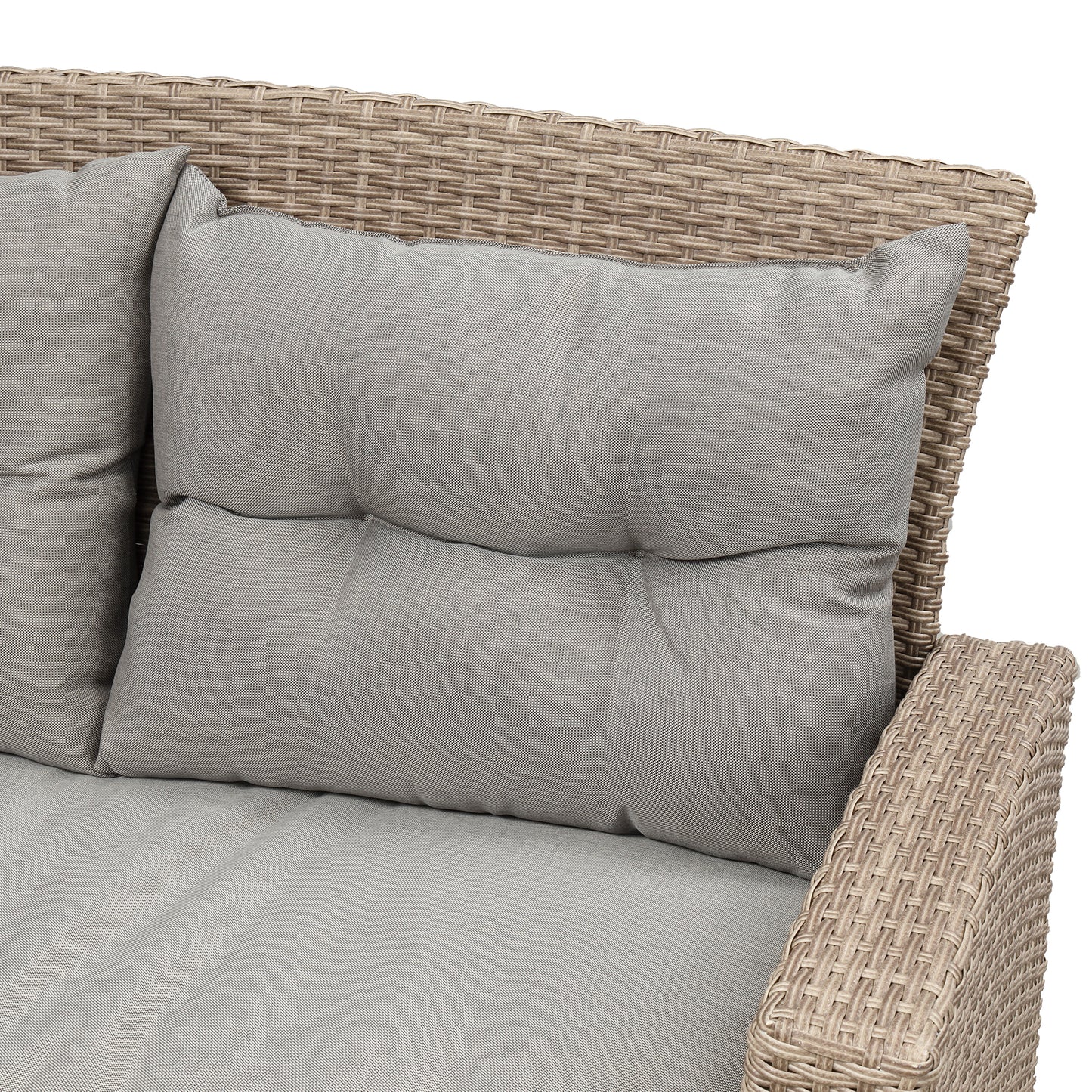 4 Piece Tan Outdoor Wicker Conversation Set with Storage Ottomans