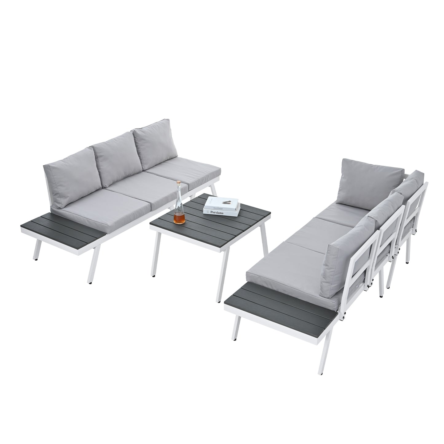 Industrial 5-Piece Aluminum Outdoor Patio Furniture Set