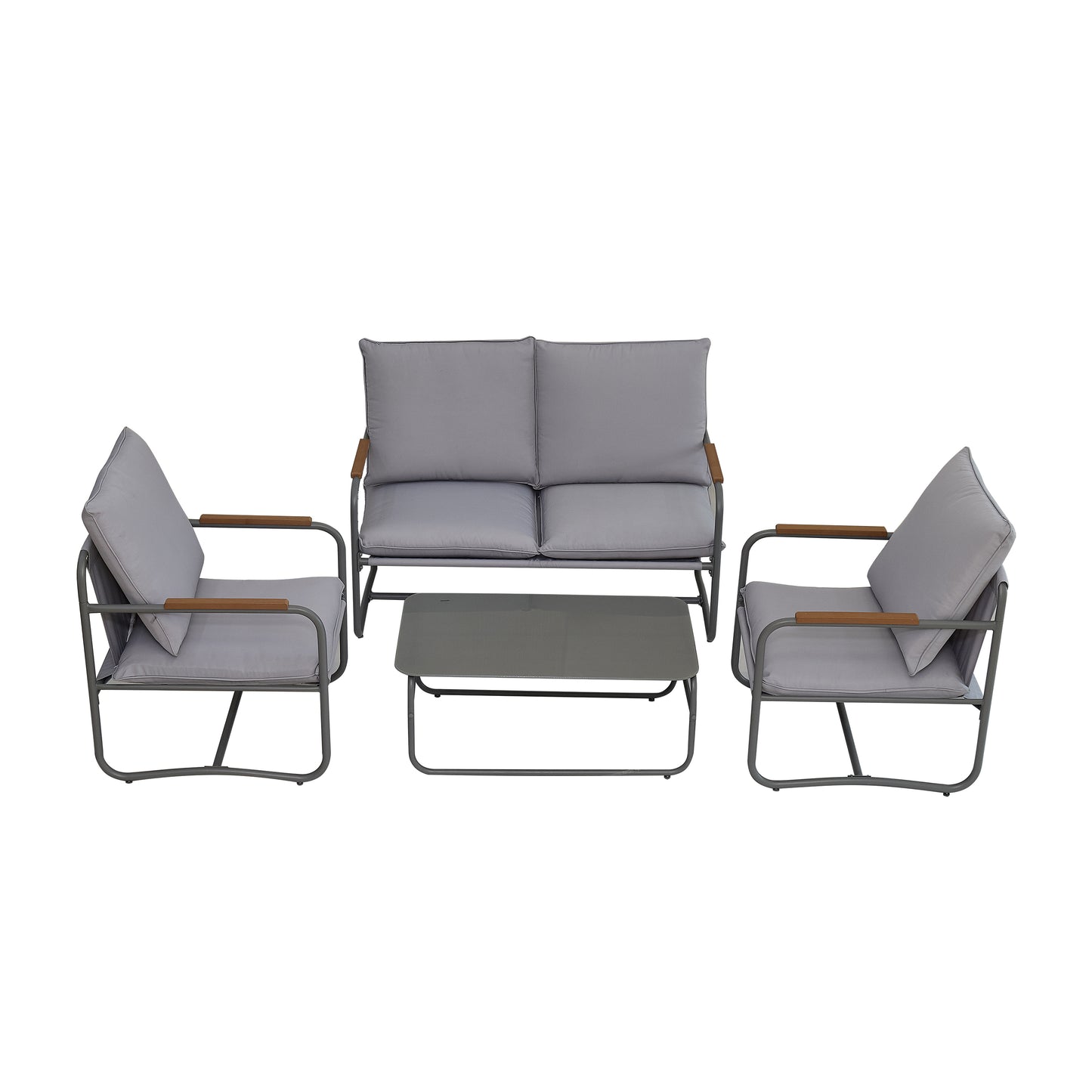 4-Piece Outdoor Industrial-style Patio Furniture Sets