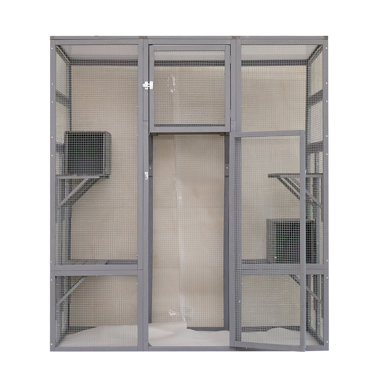 Big Catio Wooden with 6 High Ledges, Weather Protection Asphalt Roof