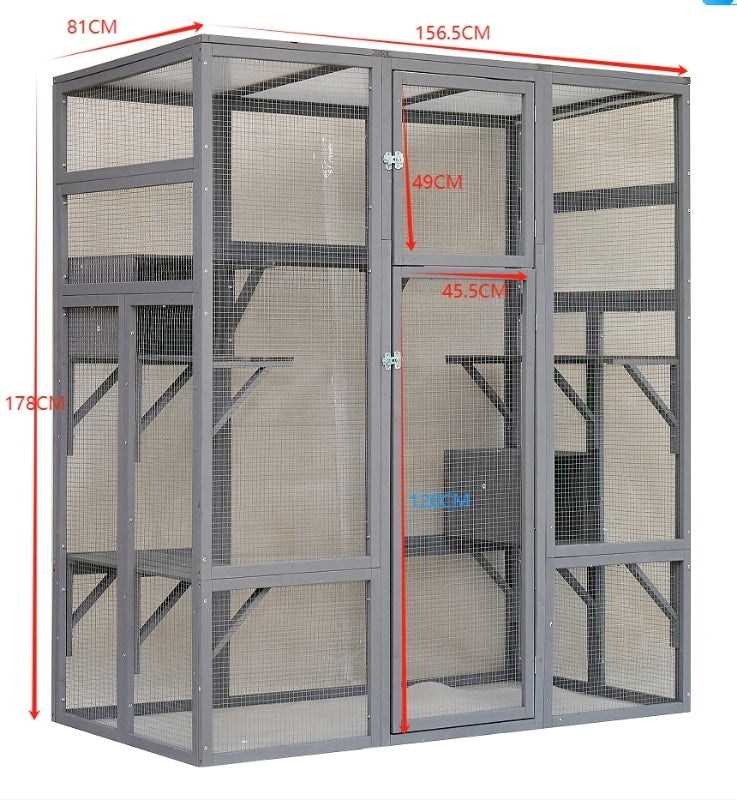 Big Catio Wooden with 6 High Ledges, Weather Protection Asphalt Roof