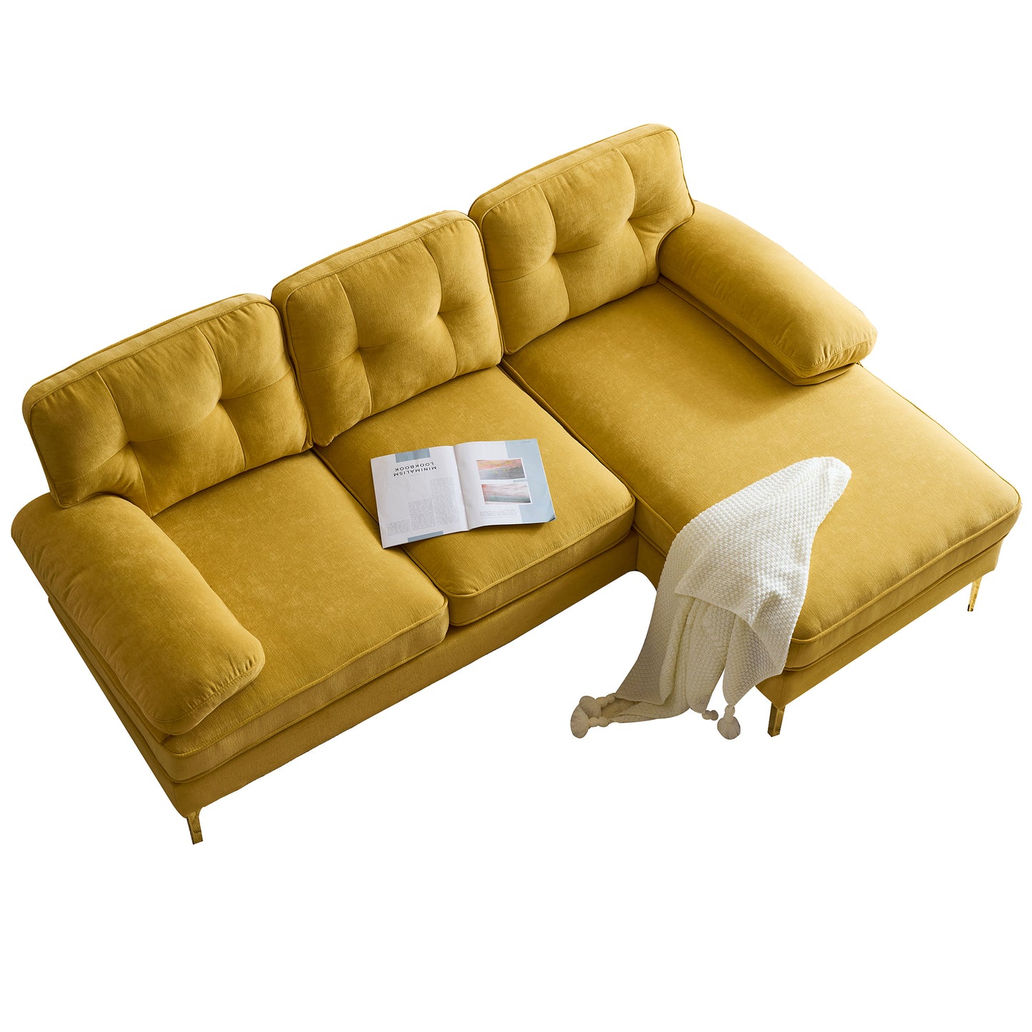 83" Modern Sectional L-Shaped Yellow Sofa