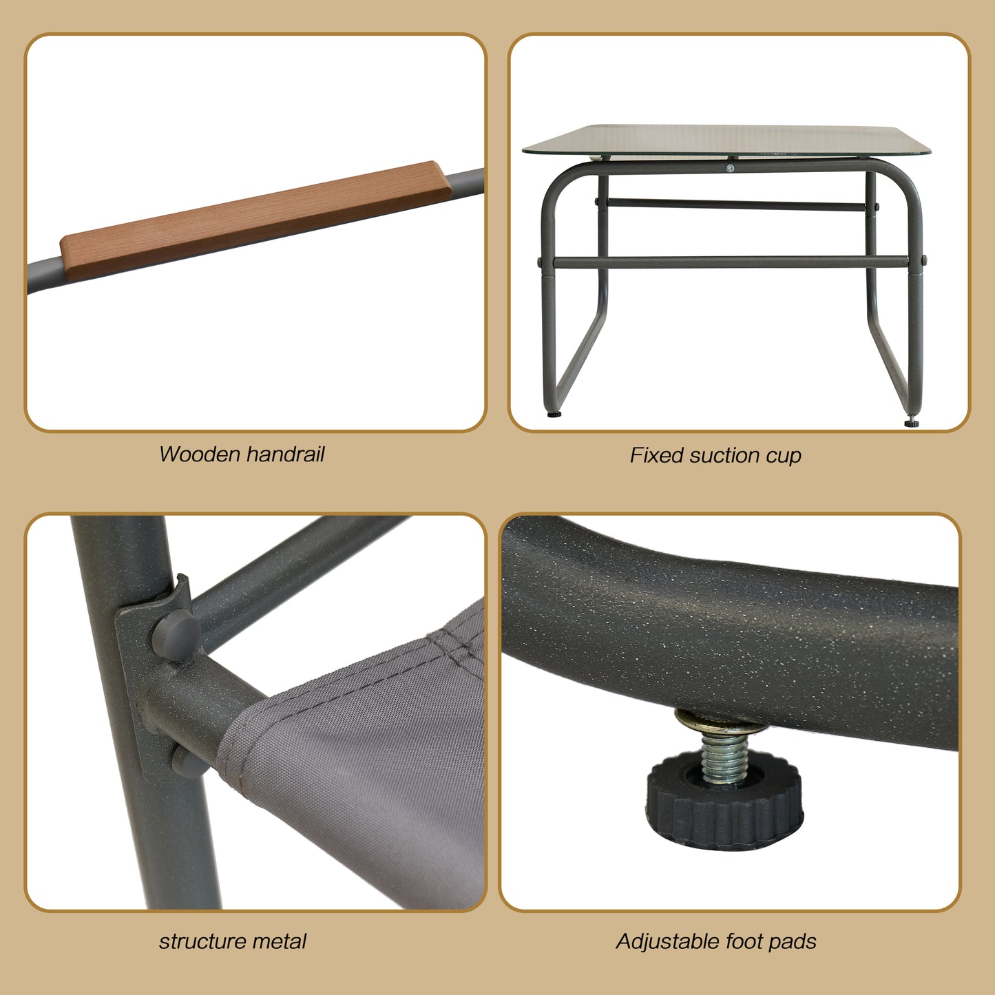 4-Piece Outdoor Industrial-style Patio Furniture Sets
