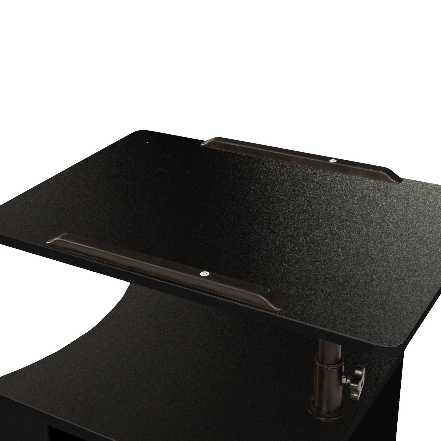Black Height Adjustable End Table Nightstand with Swivel Top and Wheels