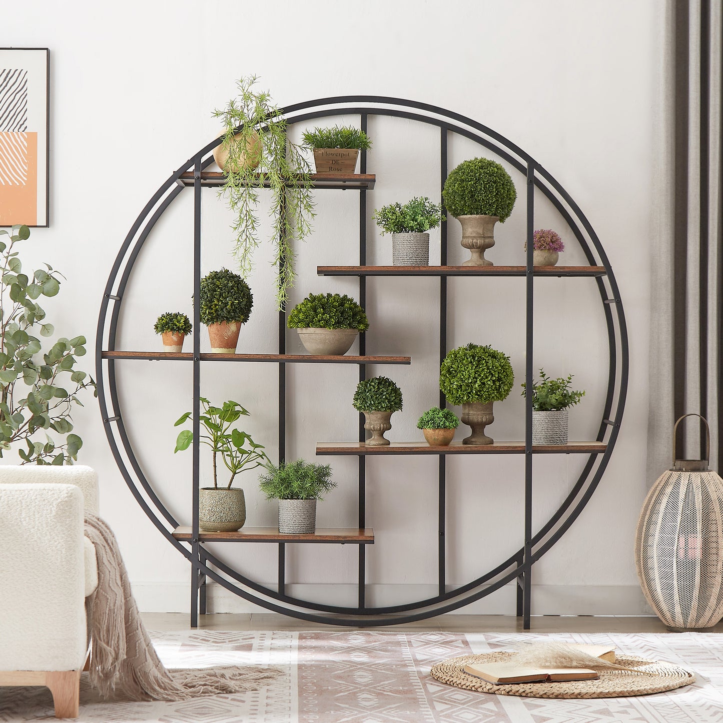 Round 5-Tier Metal Plant Stand and Bookcase