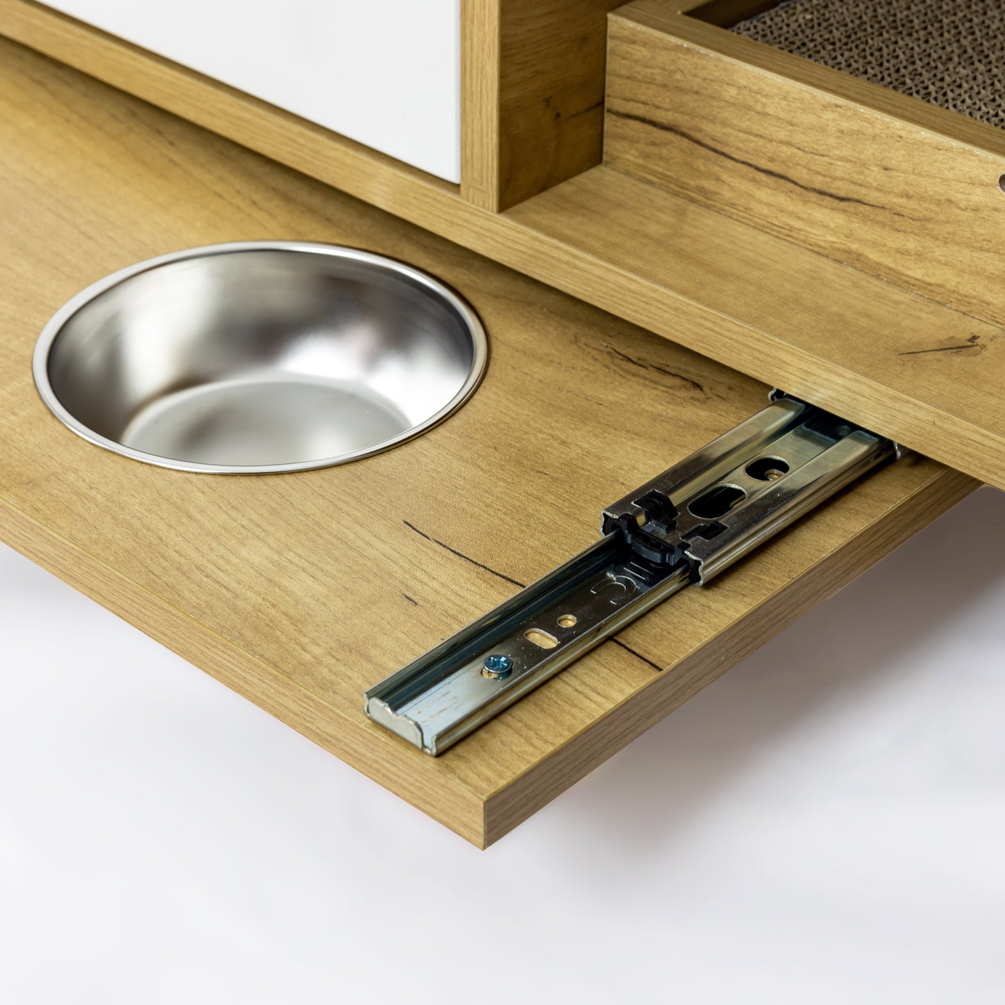 Extra Large Cat Litter Box Enclosure Houses with Cat Food Bowls and Scratch Pad