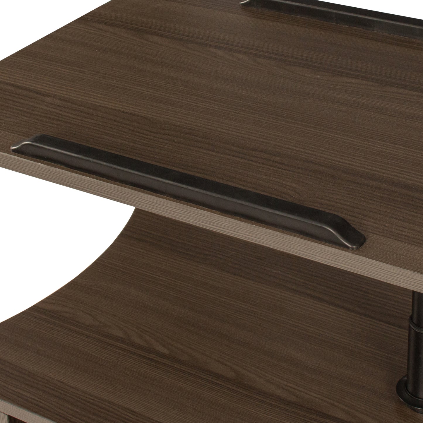 Brown Oak Height Adjustable End Table Nightstand with Swivel Top and Wheels