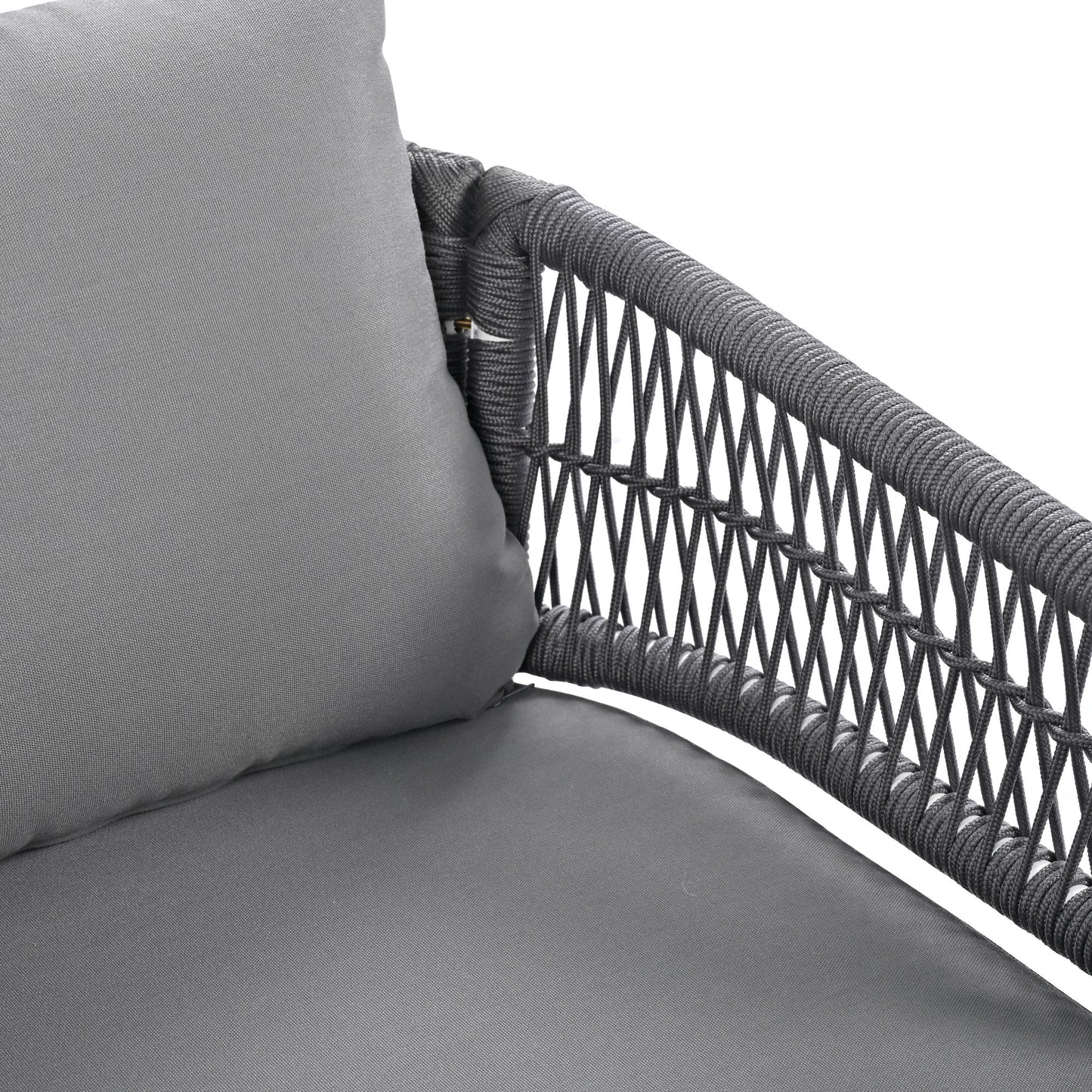 Grey 4-Piece Boho Rope Patio Furniture Set
