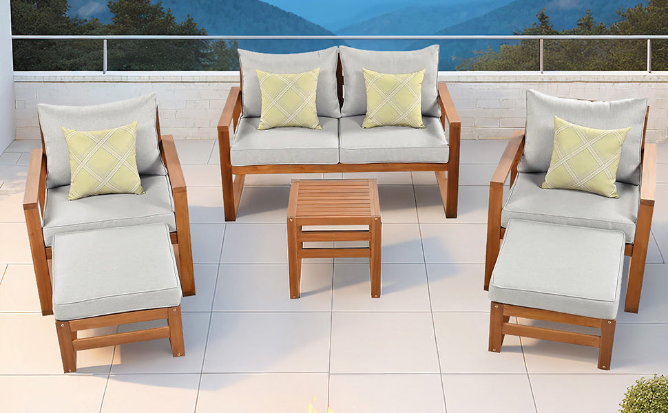 6-Piece Outdoor Wood Conversation Set