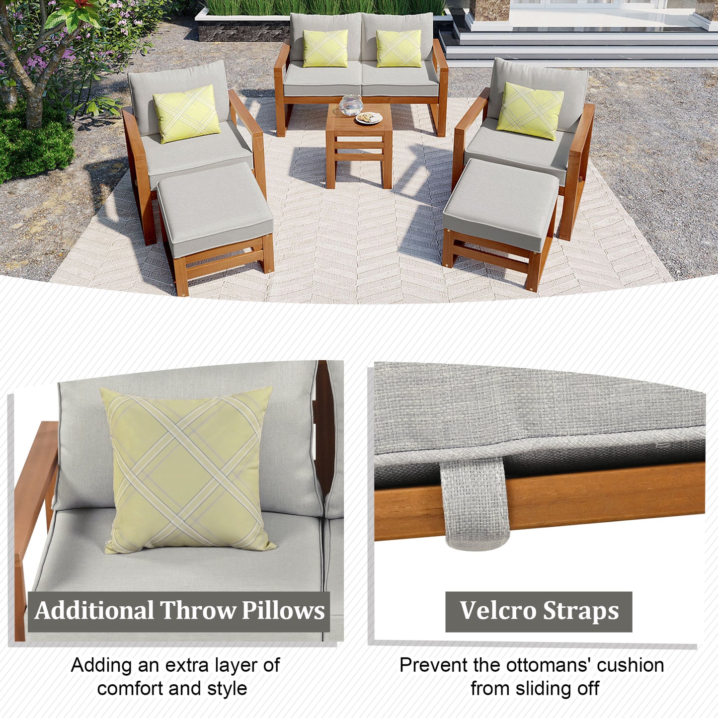 6-Piece Outdoor Wood Conversation Set