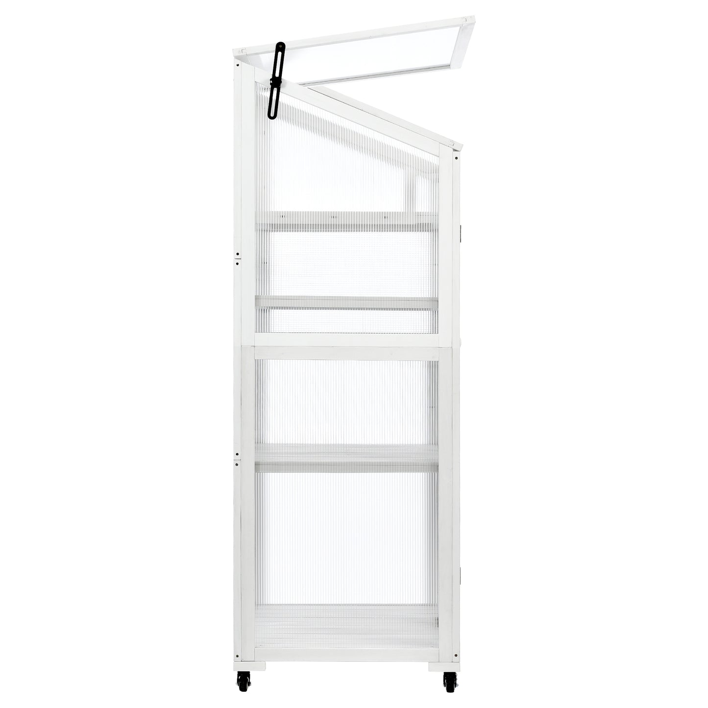 Small Greenhouse on Wheels with Adjustable Shelves for Outdoor or Indoor Use, 62inches tall, White