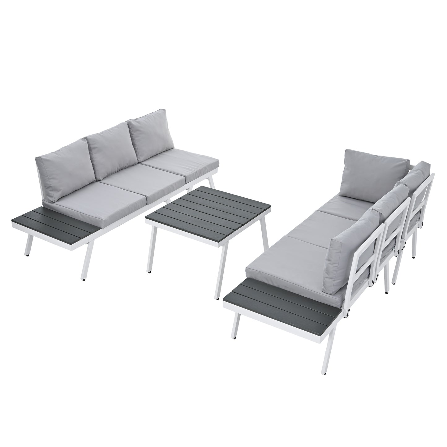 Industrial 5-Piece Aluminum Outdoor Patio Furniture Set