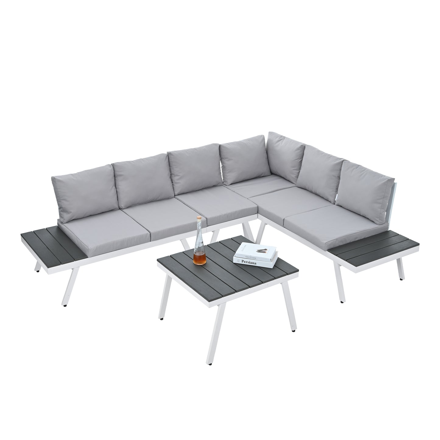 Industrial 5-Piece Aluminum Outdoor Patio Furniture Set