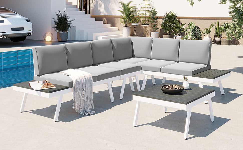 Industrial 5-Piece Aluminum Outdoor Patio Furniture Set