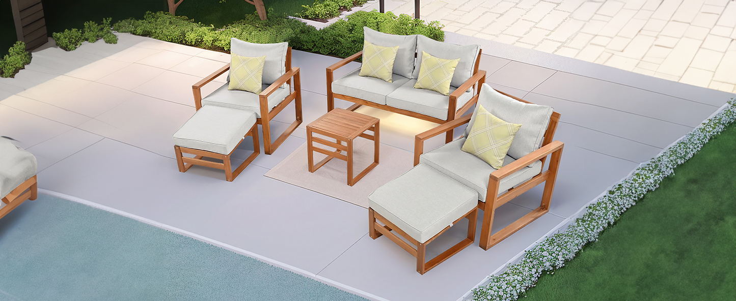 6-Piece Outdoor Wood Conversation Set