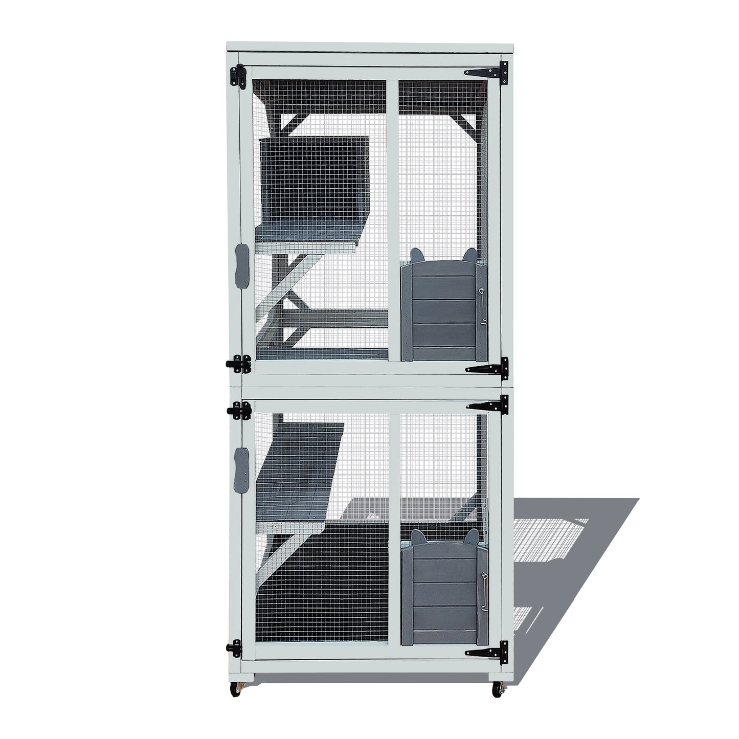 31" Wooden Catio Outdoor Cat Enclosure with Wheels