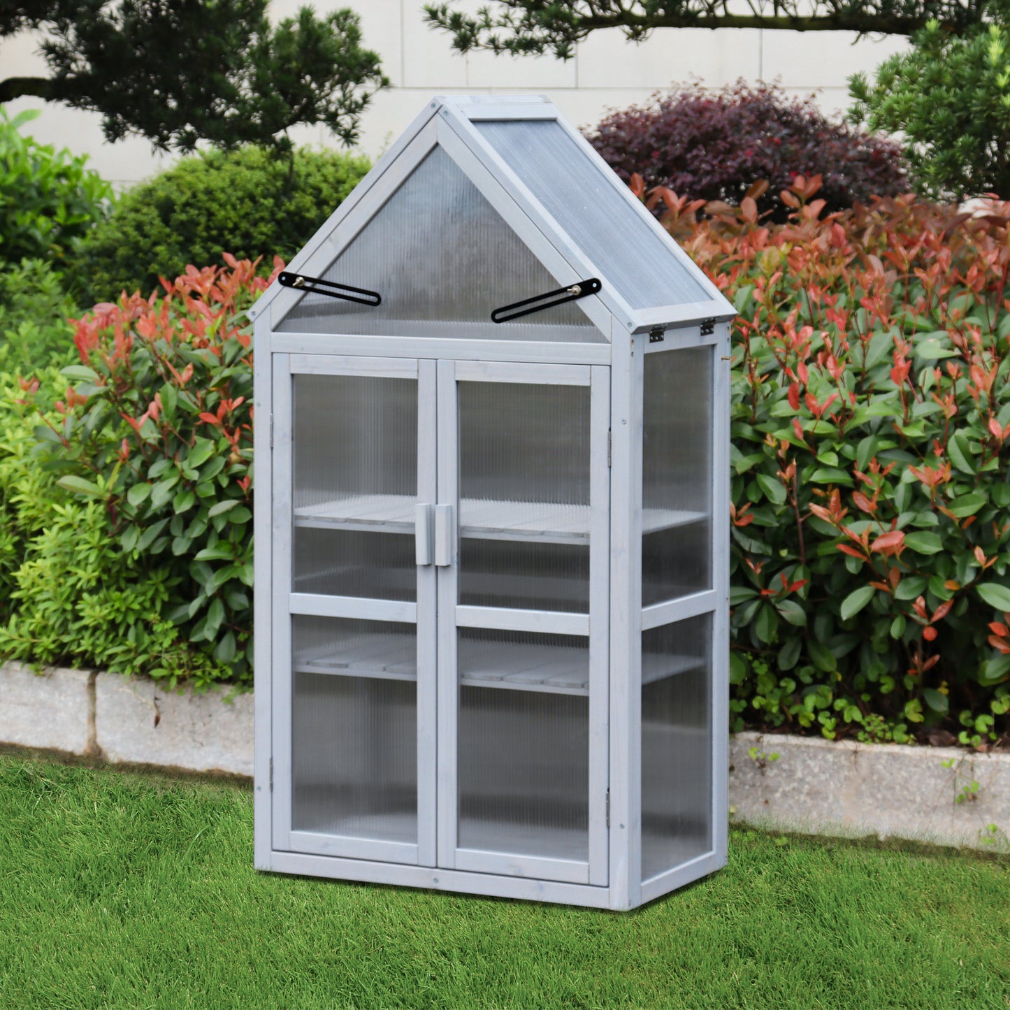 Small Green House for Yard, Patio, or Indoors, Light Grey